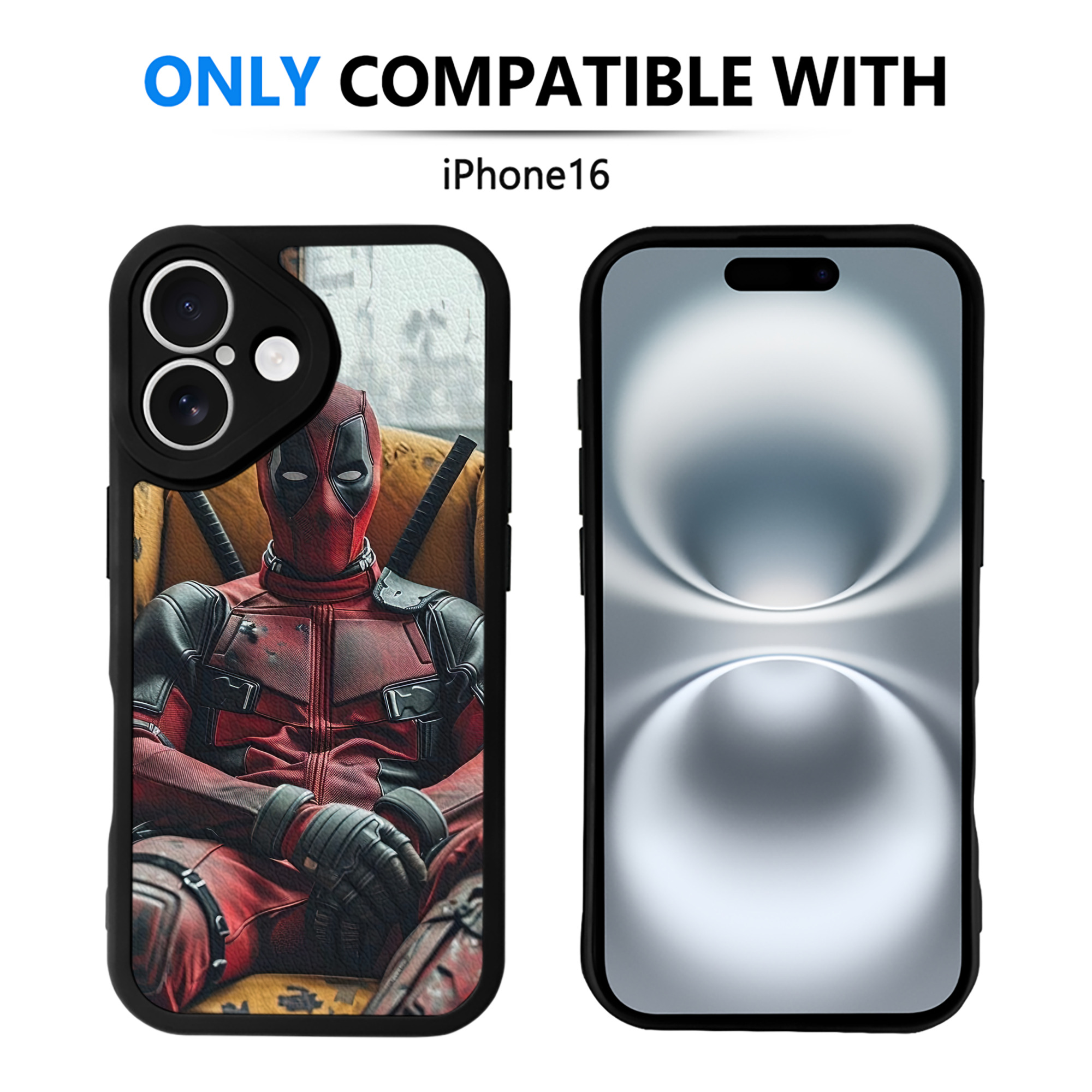 （画像用） Deadpool デッドプール 【iPhone 16シリーズ対応】シリコンスマホケース（レザー調） 材質：シリコン